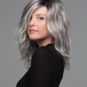 CHROMERT1B - Gray & White with 25% Medium Brown Blend & Off-Black Roots