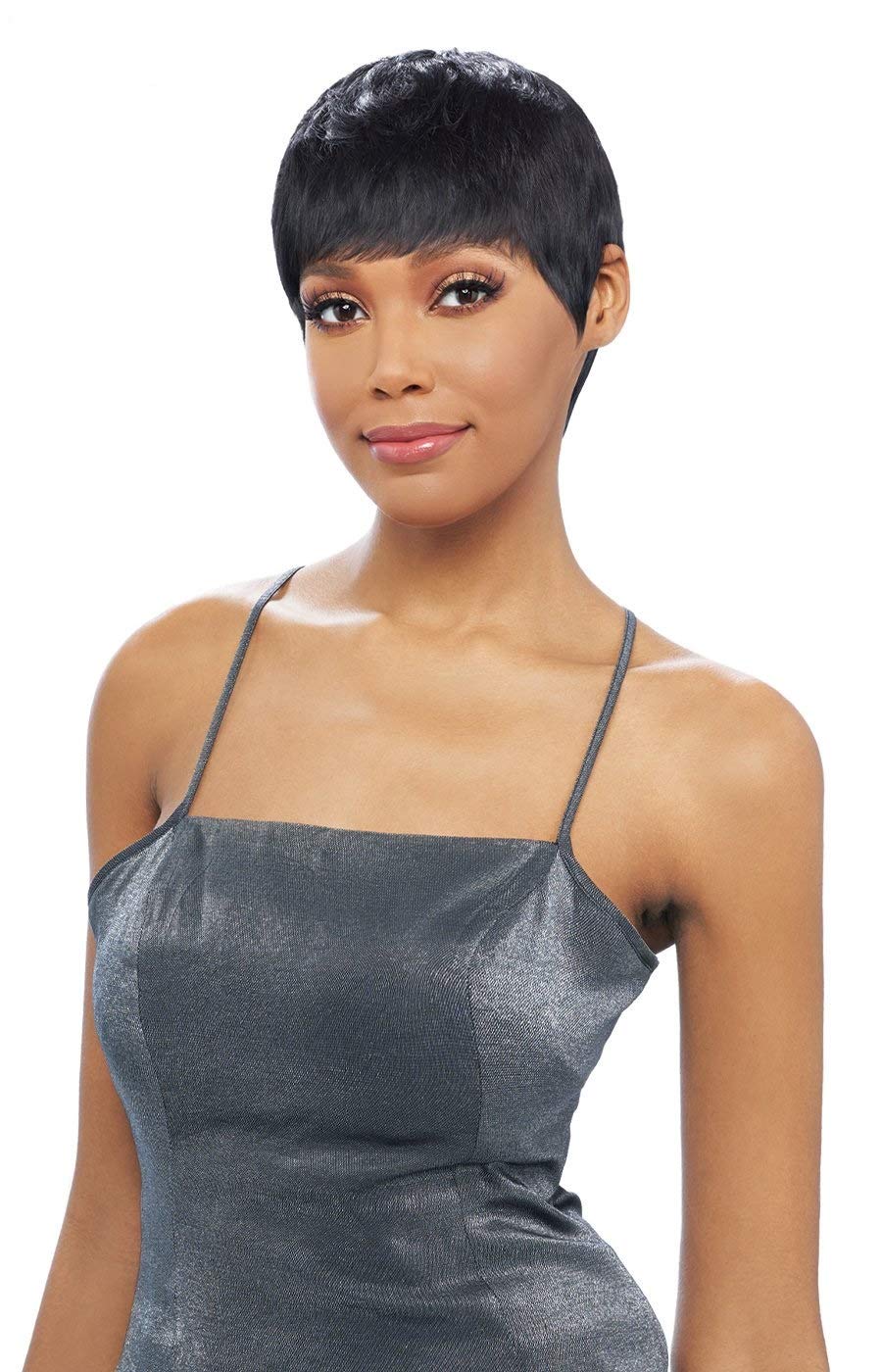 VANESSA Vixen Collection Premium Human Hair Luxurious Wig Short Length Straight Style with Bang Full Cap Soft Touch & Renowned - HH CECI (NATURAL)
