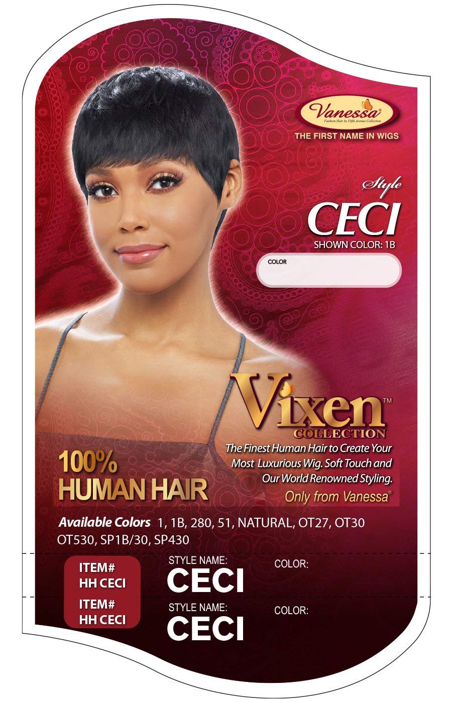 VANESSA Vixen Collection Premium Human Hair Luxurious Wig Short Length Straight Style with Bang Full Cap Soft Touch & Renowned - HH CECI (NATURAL) - Image 4