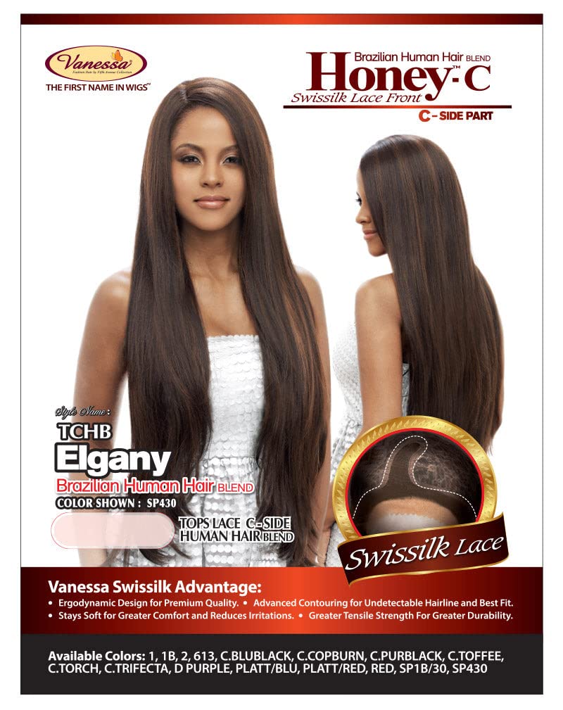 TCHB ELGANY (613) - Vanessa Honey C Side Lace Front Part Human Hair Blend Wig - Image 5
