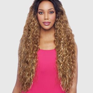 VANESSA Honey Collection Tops Lace Front Long Length Curly Wave Style Brazilian Human Hair Blend Wig - THB JAMEIS 35 (1B)