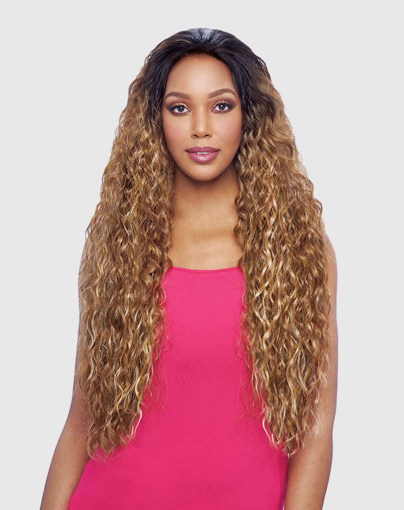 VANESSA Honey Collection Tops Lace Front Long Length Curly Wave Style Brazilian Human Hair Blend Wig - THB JAMEIS 35 (1B)