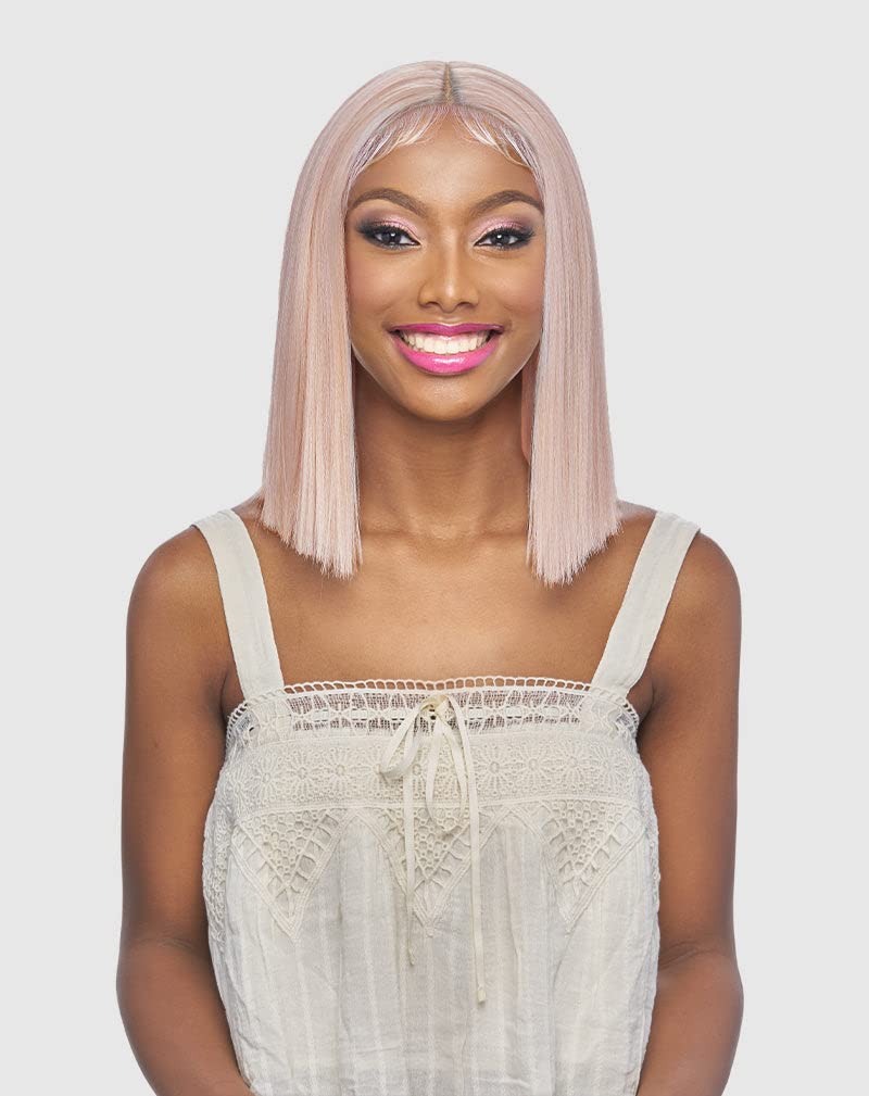 VANESSA Mist HD Lace Deep Middle Part Medium Length Straight Blunt Cut Style Heat Wave Synthetic Wig - MIST IMPRO (1B)