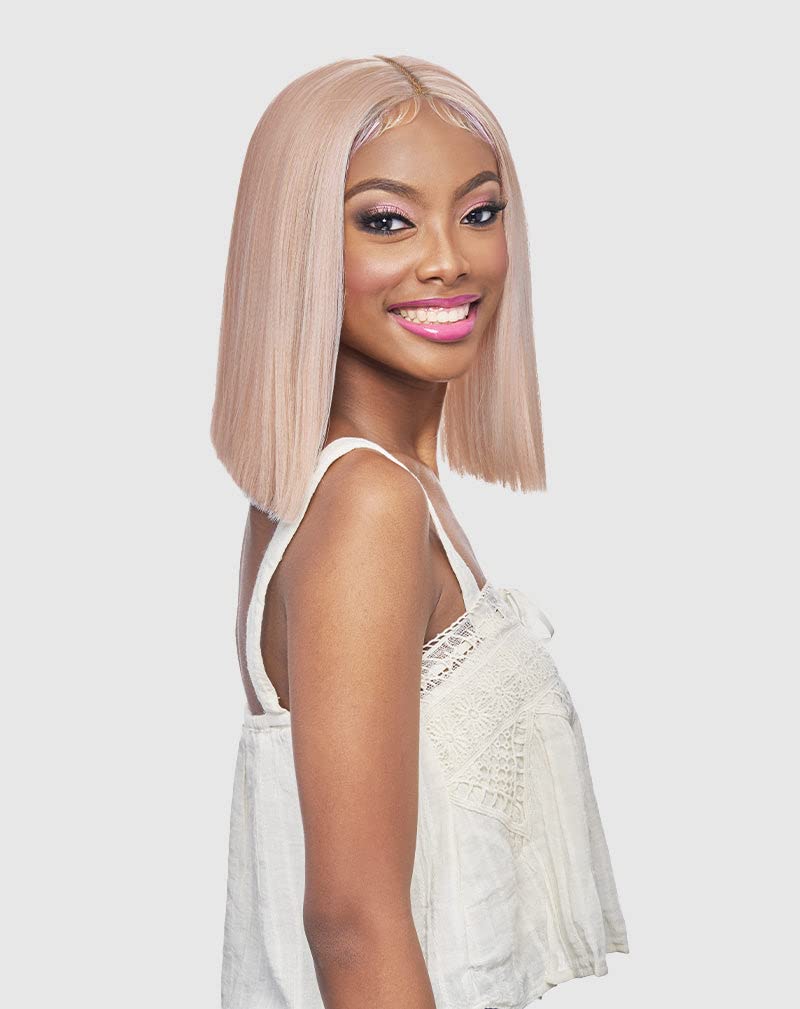 VANESSA Mist HD Lace Deep Middle Part Medium Length Straight Blunt Cut Style Heat Wave Synthetic Wig - MIST IMPRO (1B) - Image 4