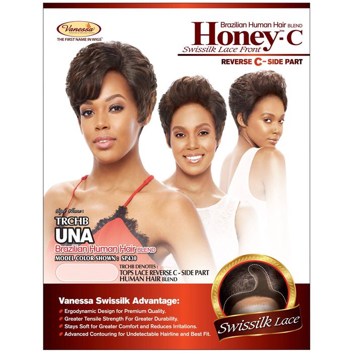 Vanessa Honey-C Brazilian Human Hair Blend Swissilk Lace Front Reverse C-Side Part Wig TRCHB UNA - Image 7