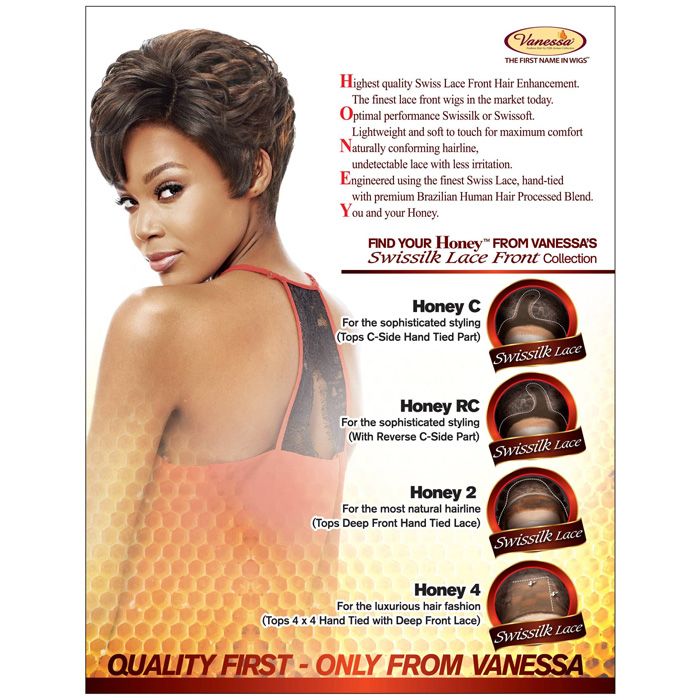 Vanessa Honey-C Brazilian Human Hair Blend Swissilk Lace Front Reverse C-Side Part Wig TRCHB UNA - Image 8