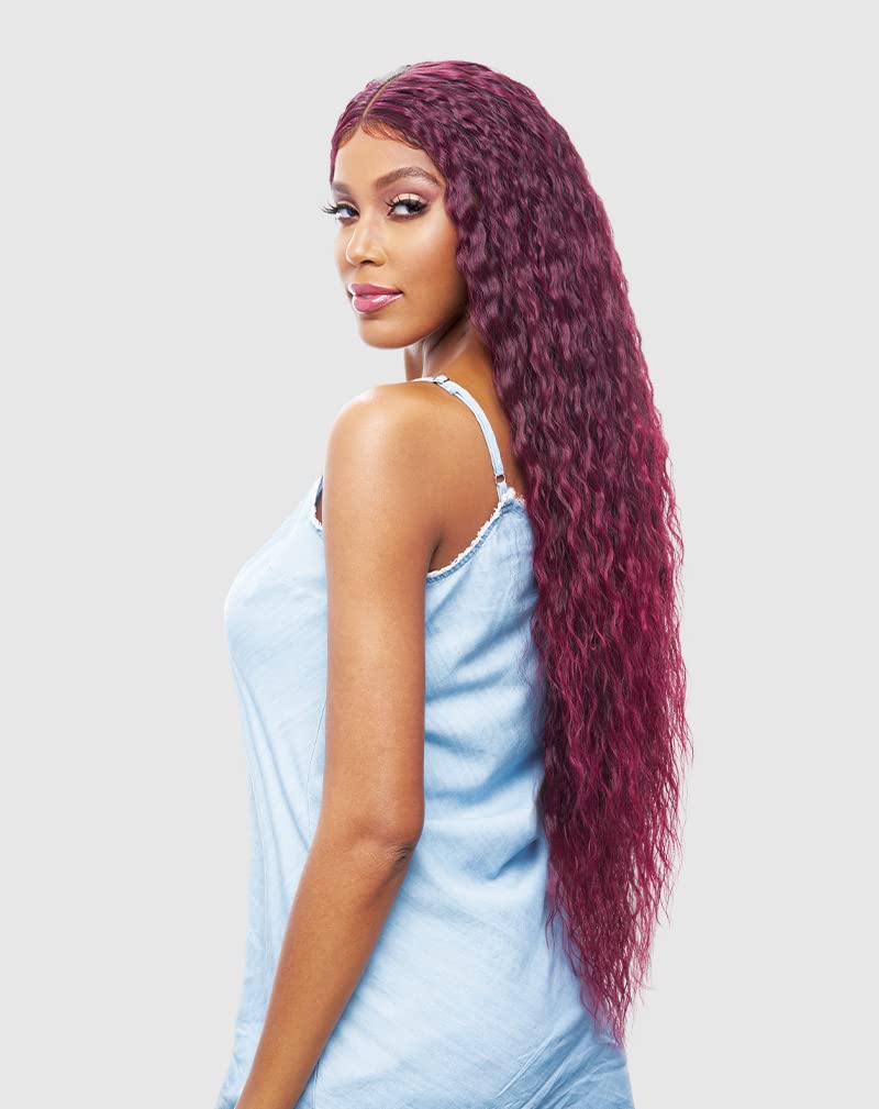 Vanessa Mist HD Lace Deep Middle Part XLong Length Wavy Style Heat Wave Synthetic Wig - MIST GABA 40 (99J) - Image 3