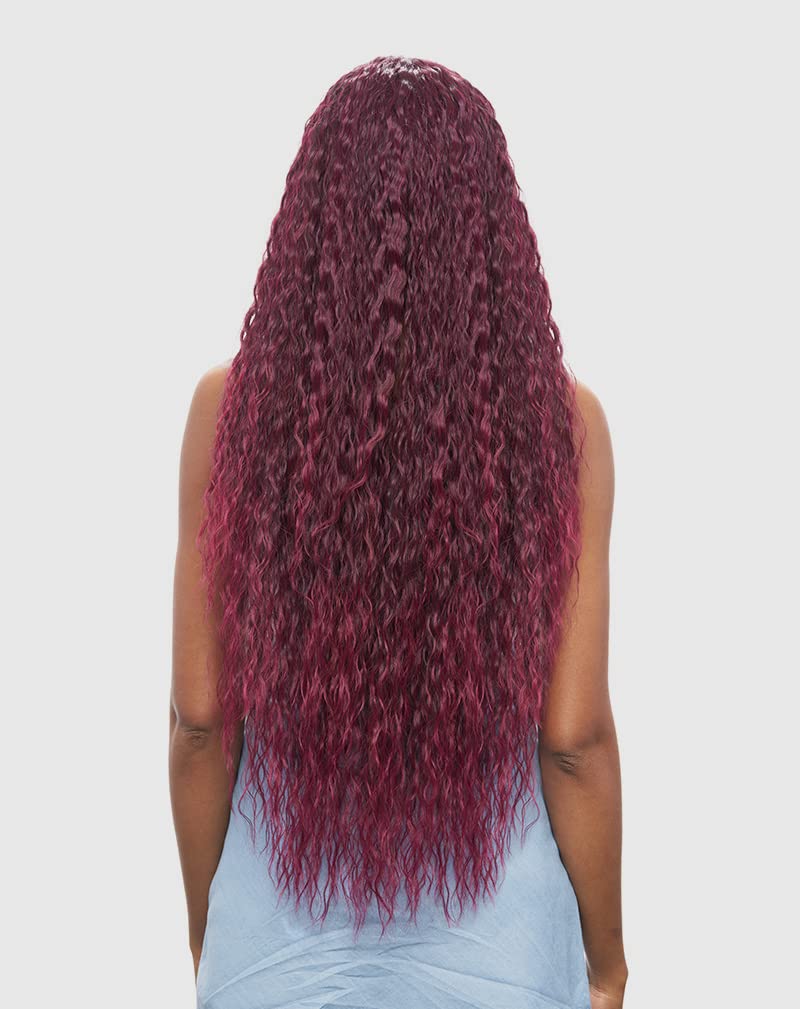 Vanessa Mist HD Lace Deep Middle Part XLong Length Wavy Style Heat Wave Synthetic Wig - MIST GABA 40 (99J) - Image 4